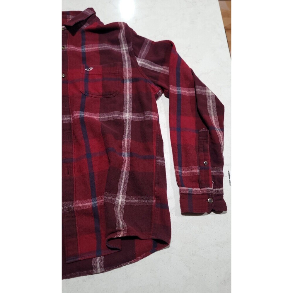 Hollister Flannel Plaid Checkered Shirt Mens Large Red Blue White NWOT - Picture 6 of 9
